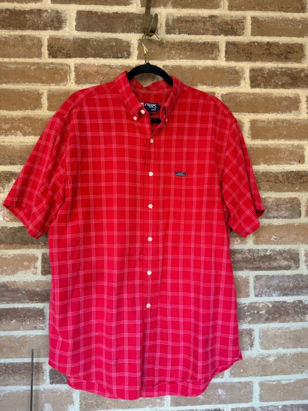 Chaps for Ralph Lauren Red Plaid Short-Sleeve Button-Down Shirt